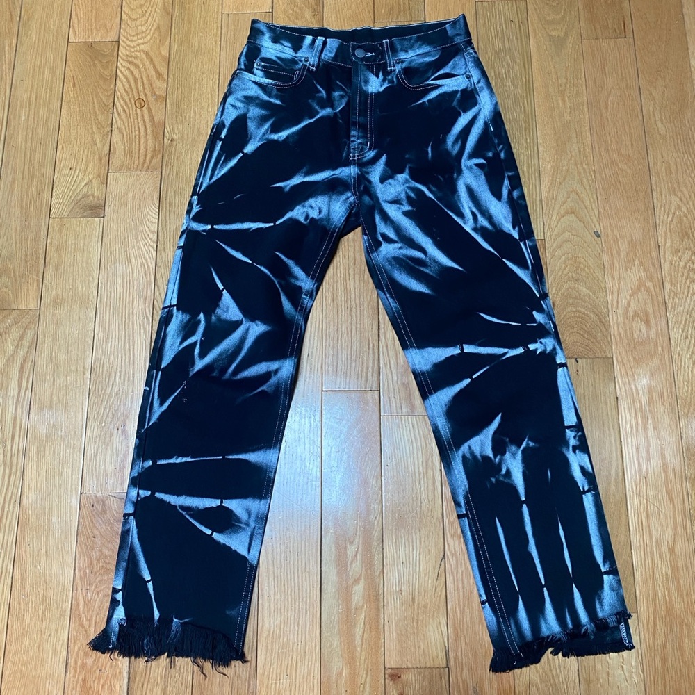 Carmar  Black And White Tie-Dyed Jeans With Frayed Hem Size 27 Perfect Condition